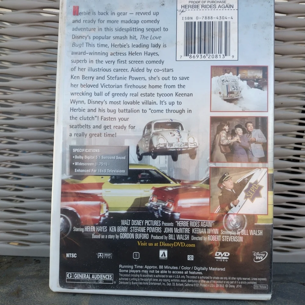 Disney Herbie Rides Again DVD - White and Blue